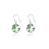 Enamelled Gingko Leaf Olive Green Earrings