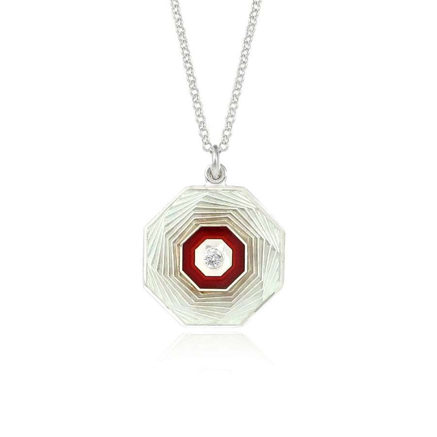 Enamelled Guilloché Diamond Red Limited Edition Pendant
