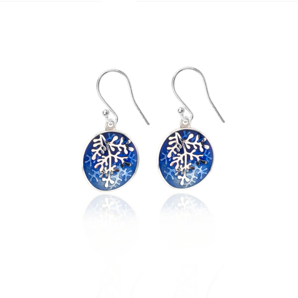 Enamel Graduated Ink & Grey Rue Earrings