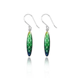 One-off Enamelled Pinecone Emerald Green Leaf Earrings