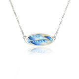 Oval Enamel Jay Feather Necklace
