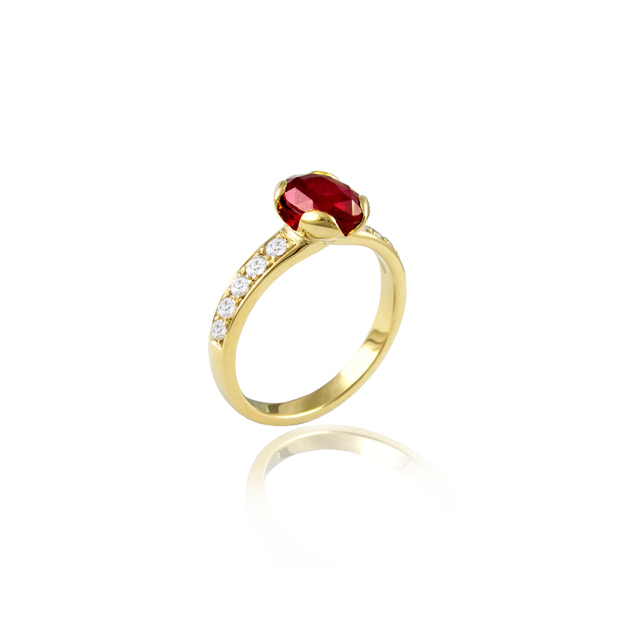 Oval Ruby & Diamond Gold Ring