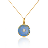 18ct Gold Plated Diamond Diatom Pendant in Pale Blue