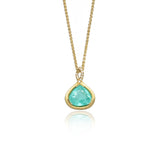 Rare Paraiba & Diamond 18ct Yellow Gold Pendant