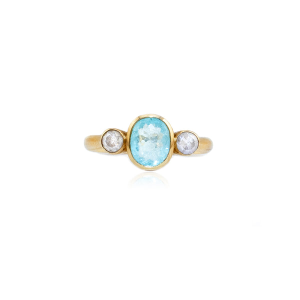 Paraiba & Diamond 9ct Yellow Gold Ring