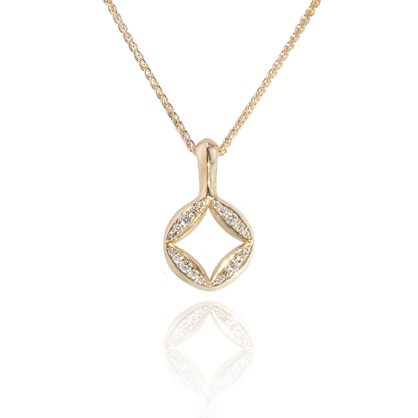 Diamond & Gold Hydrangea Infinity Pendant