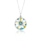 Enamelled Striped Petunia Flower Pendant