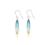 Enamelled Long Pinecone Teal & Honey Yellow Earrings