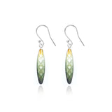 Enamelled Long Pinecone Moss Green & Honey Yellow Earrings