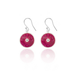 Raspberry Pink Diamond Dahlia Earrings
