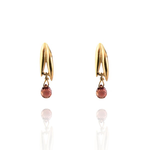18ct Gold Plated Meadow Drop Earrings Pink Sapphire