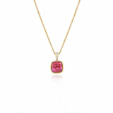 Pink Tourmaline & Diamond Gold Pendant