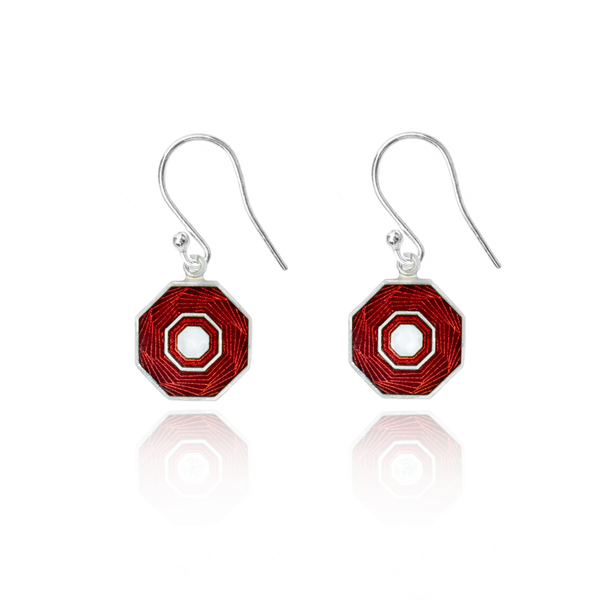 Guilloché Earrings Red