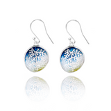 Enamel Graduated White & Blue Rue Earrings