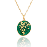 18ct Gold Plated Enamel Rue Green Pendant