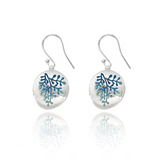 Enamel Graduated Leaf Blue Rue Earrings