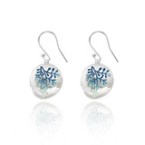 Enamel Graduated Leaf Blue Rue Earrings