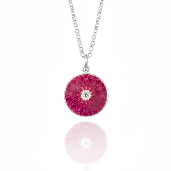 Raspberry Diamond Dahlia Pendant