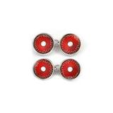 Enamelled Red Diatom Double Chain Cufflinks