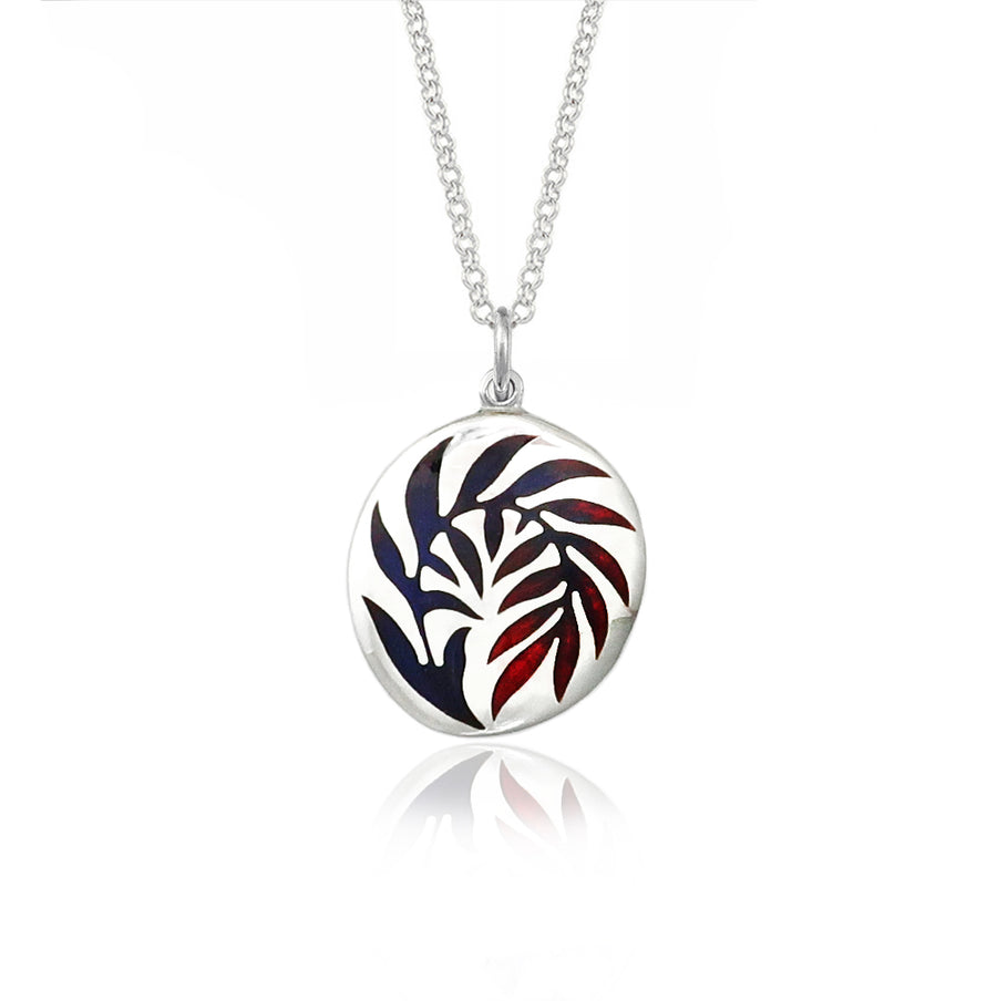 Enamel Red Fern Pendant
