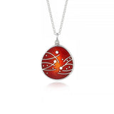 Meadow Enamelled Red & Orange Pendant