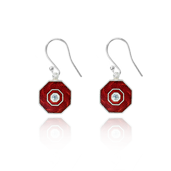 Guilloché Diamond Earrings Red