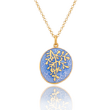 18ct Gold Plated Enamel Rue Pale Blue Pendant