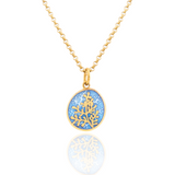 18ct Gold Plated Enamel Rue Pale Blue Small Pendant