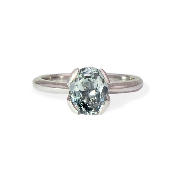 Platinum 2.01ct grey blue sapphire engagement ring