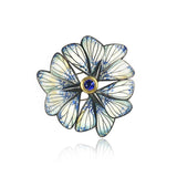Sapphire Black Veined Moth Brooch