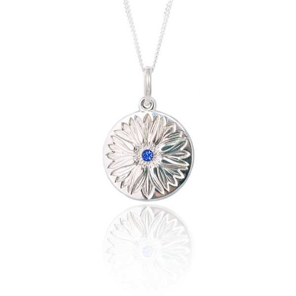 Sapphire Silver Cornflower Necklace