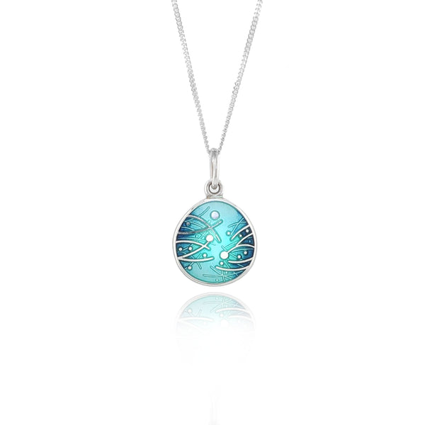 Meadow Enamelled Mint & Kingfisher Small Pendant