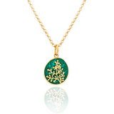 18ct Gold Plated Enamel Rue Green Small Pendant