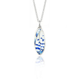 Oval Enamel Snowy Owl Feather Pendant