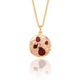 Enamelled Echinacea Pink & Red Pendant Gold