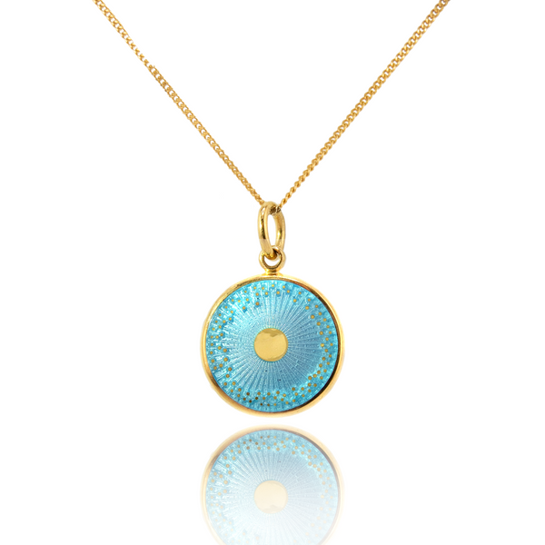 18ct Gold Plated Diatom Pendant in Turquoise