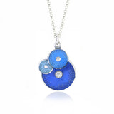 Triple Blue Enamel Diamond Diatom Pendant