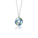 Pearl Enamel Feather Pendant