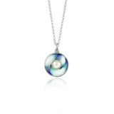 Pearl Mint & Purple Enamel Feather Pendant