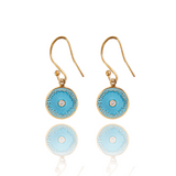 18ct Gold Plated Diamond Diatom Earrings In Turquoise