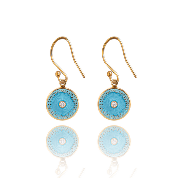 18ct Gold Plated Diamond Diatom Earrings In Turquoise