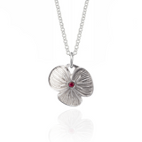Ruby Silver Viola Flower Pendant