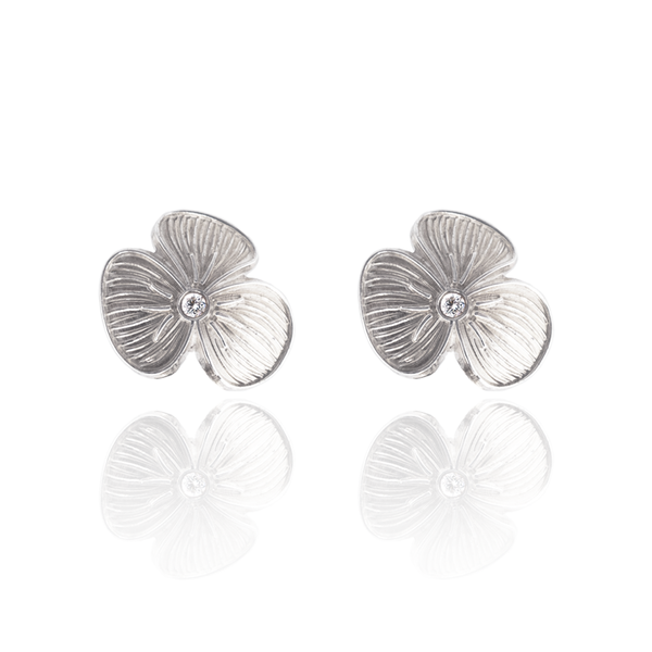 Viola Silver Diamond Stud Earrings