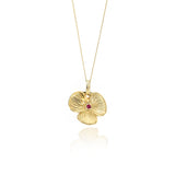 Ruby Gold Viola Flower Pendant