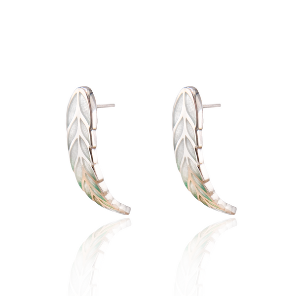 Wheatsheaf Limited Edition Enamel Curve Earrings White - Mint