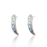 Wheatsheaf Limited Edition Enamel Curve Earrings White - Kingfisher