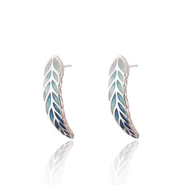 Wheatsheaf Limited Edition Enamel Curve Earrings White - Kingfisher