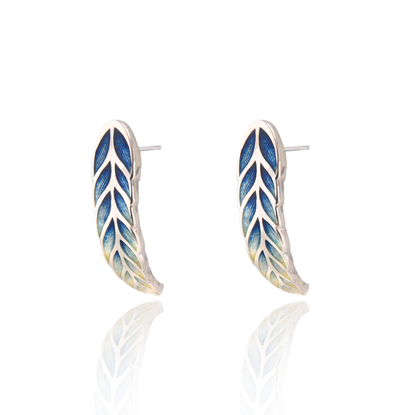 Wheatsheaf Limited Edition Enamel Curve Earrings Kingfisher - Yellow/Green