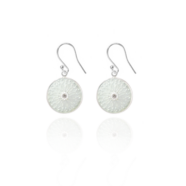 White Diamond Dahlia Earrings