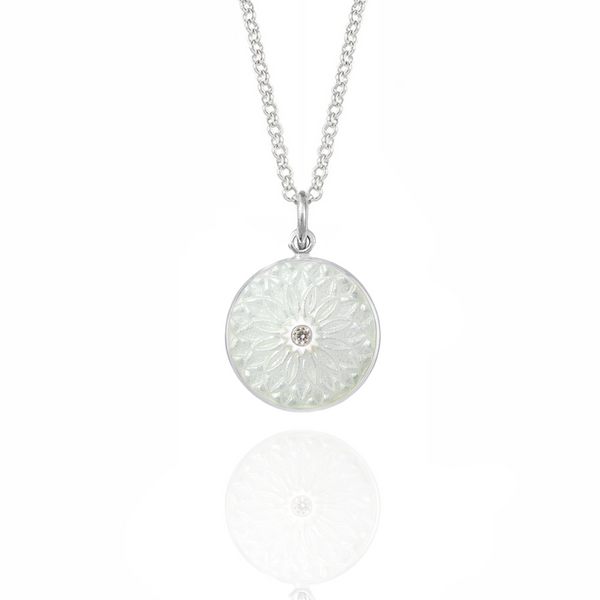 White Diamond Dahlia Pendant